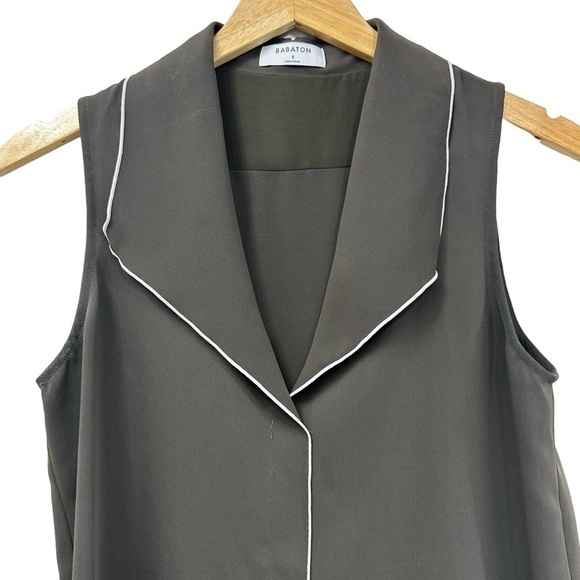 Aritzia Babaton Khaki Olive Green Sleeveless Blouse, Small - Picture 2 of 9